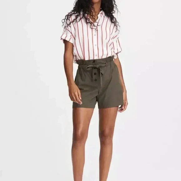 rag & bone Pants - Rag & Bone Camille Cotton Seersucker Shorts Belted Paper Bag Womens 10 Pants
